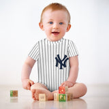 Custom Baby Baseball Jersey Bodysuit – New York Yankees Inspired – Personalized Name & Number – Baby Shower Gift