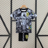 Kids Brazil X Jesus Edition Football Jersey - Brasil Kids Personalized Sports Kits - Customizable Football Kits with Name and Numbee